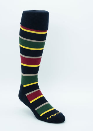 Matchplay Classic Long Socks in Dark Navy Stripe - The Matchplay Company