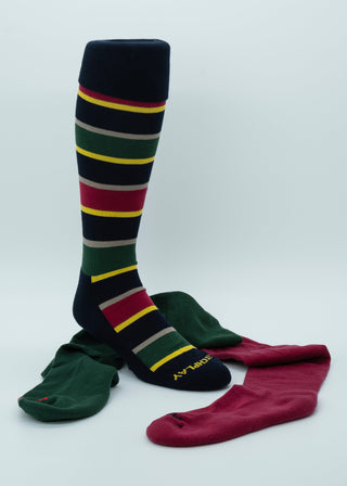 Matchplay Classic Long Socks in Dark Navy Stripe - The Matchplay Company
