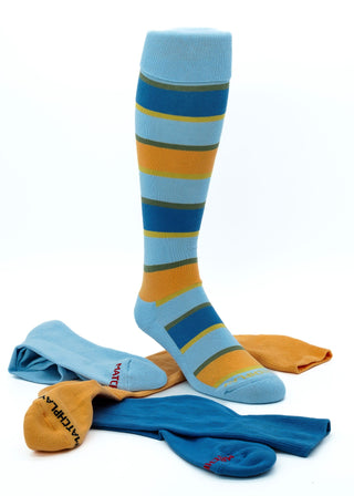 Matchplay Classic Long Socks in Sky Blue Stripe