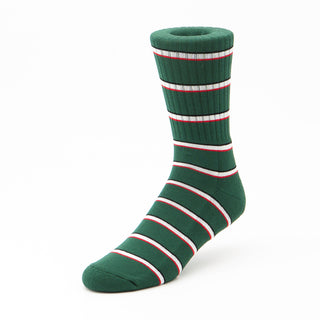 Matchplay Classic Sports Socks in Fescue Green Multi Stripe (Ribbed)
