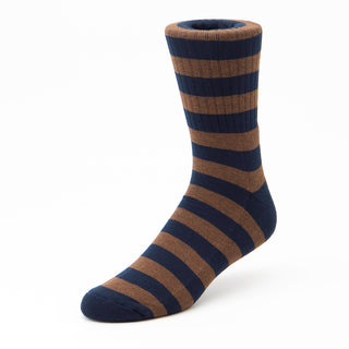 Matchplay Classic Sports Socks in Navy & Bronze Stripe (Ribbed)