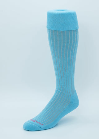 Matchplay Classic Long Socks in Aqua (Ribbed) - The Matchplay Company