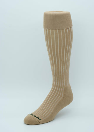 Matchplay Classic Long Socks in Latte (Ribbed) - The Matchplay Company