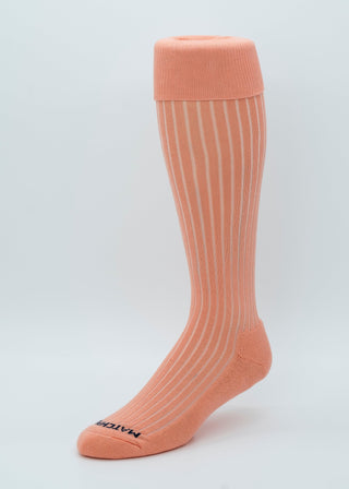 Matchplay Classic Long Socks in Peach (Ribbed) - The Matchplay Company