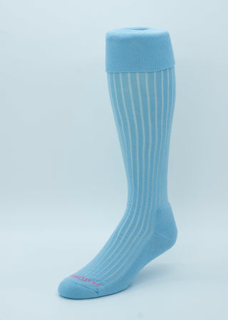 Matchplay Classic Long Socks in Sky Blue (Ribbed) - The Matchplay Company