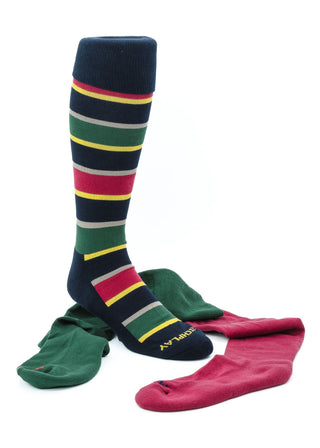 Matchplay Classic Long Socks in Dark Navy Stripe
