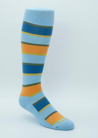 Matchplay Classic Long Socks in Sky Blue Stripe - The Matchplay Company
