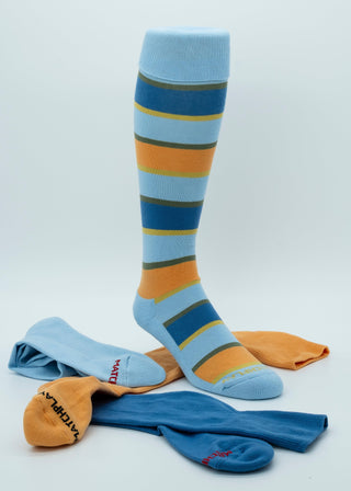 Matchplay Classic Long Socks in Sky Blue Stripe - The Matchplay Company