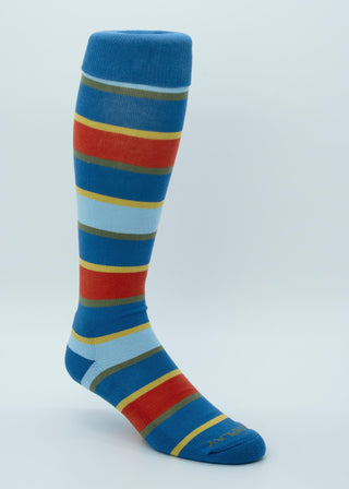 Matchplay Classic Long Socks in Ocean Blue Stripe - The Matchplay Company